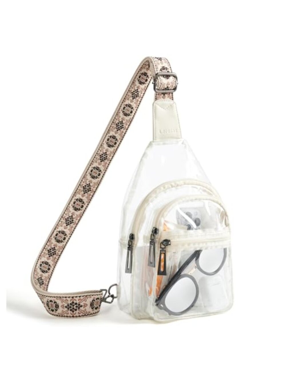 Clear Crossbody Bag Stadium Approved Sling Purse PVC Adjustable Strap